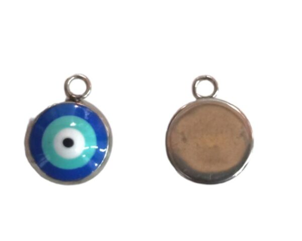 AMULETO OJO TURCO AZUL en acero y cristal 0,8 cm