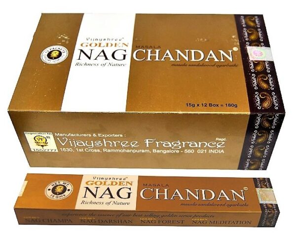INCIENSO NAG CHANDAN) Caja con 12 paquetes de 15 gm .