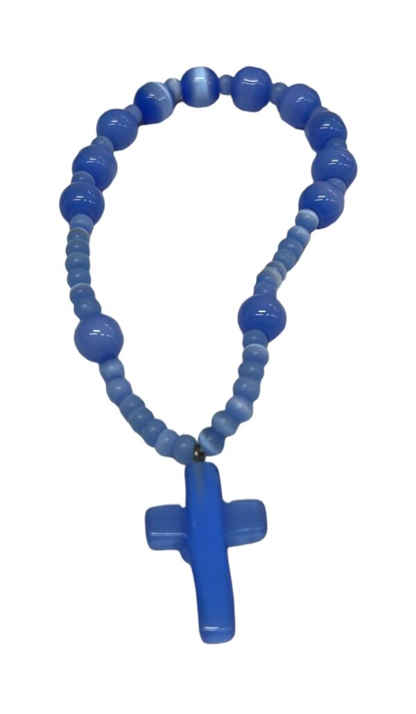 Pulsera Rosario Elastica azul claro (celeste), italianas