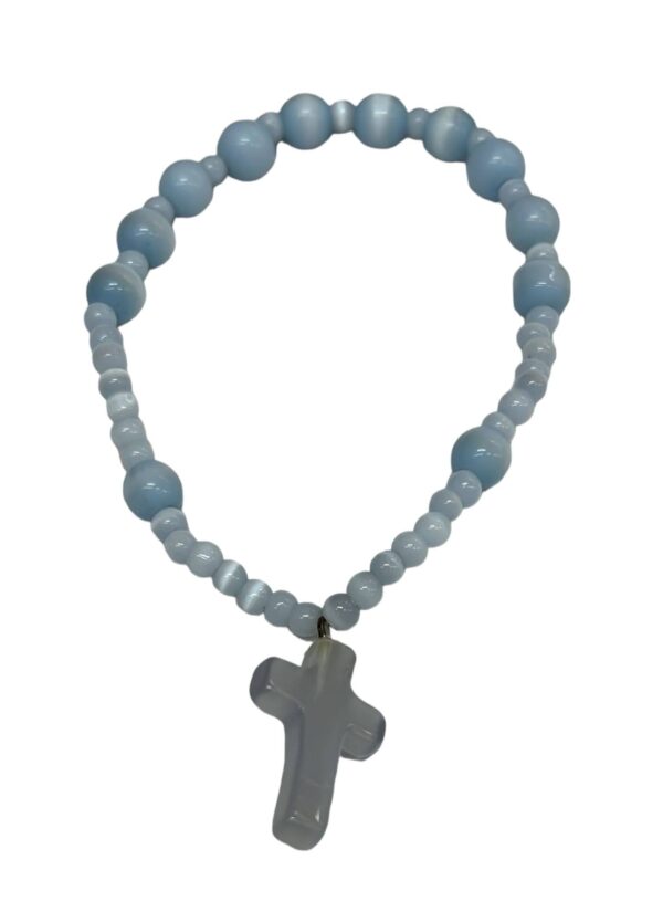 Pulsera Rosario Elastica azul claro (celeste), italianas