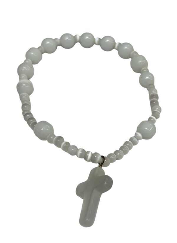 Pulsera Rosario Elastica blanca, italianas