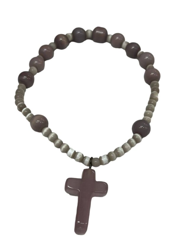 Pulsera Rosario Elastica morada, italianas