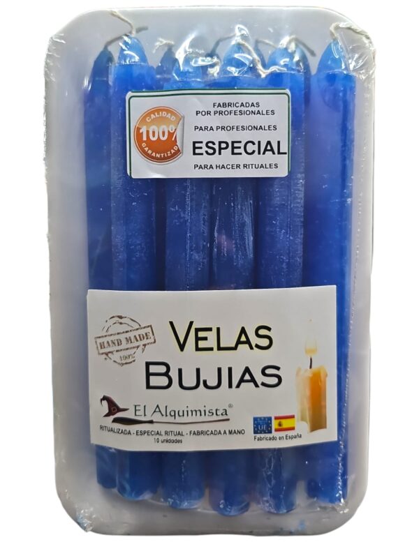 Velas Bujías Azules Para rituales, Pack de (10)