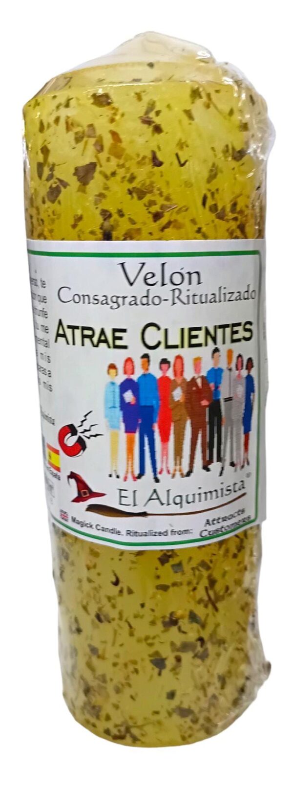 VELÓN ATRAE CLIENTES con hierbas y Aceite, 17 cm x 6 cm.